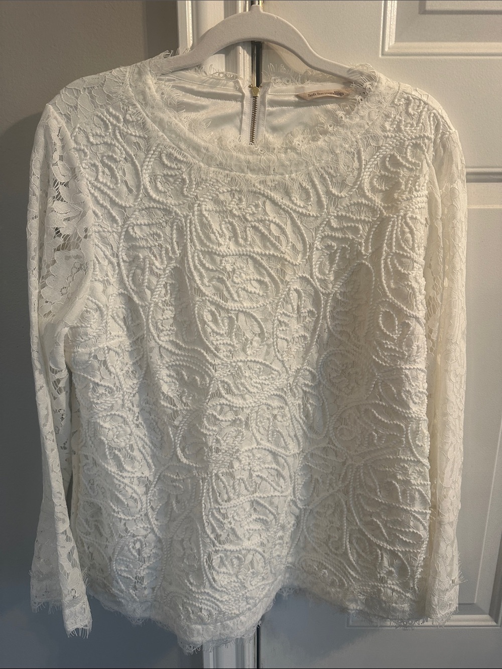 Soft Surroundings Ivory Lace Long-Sleeve Top